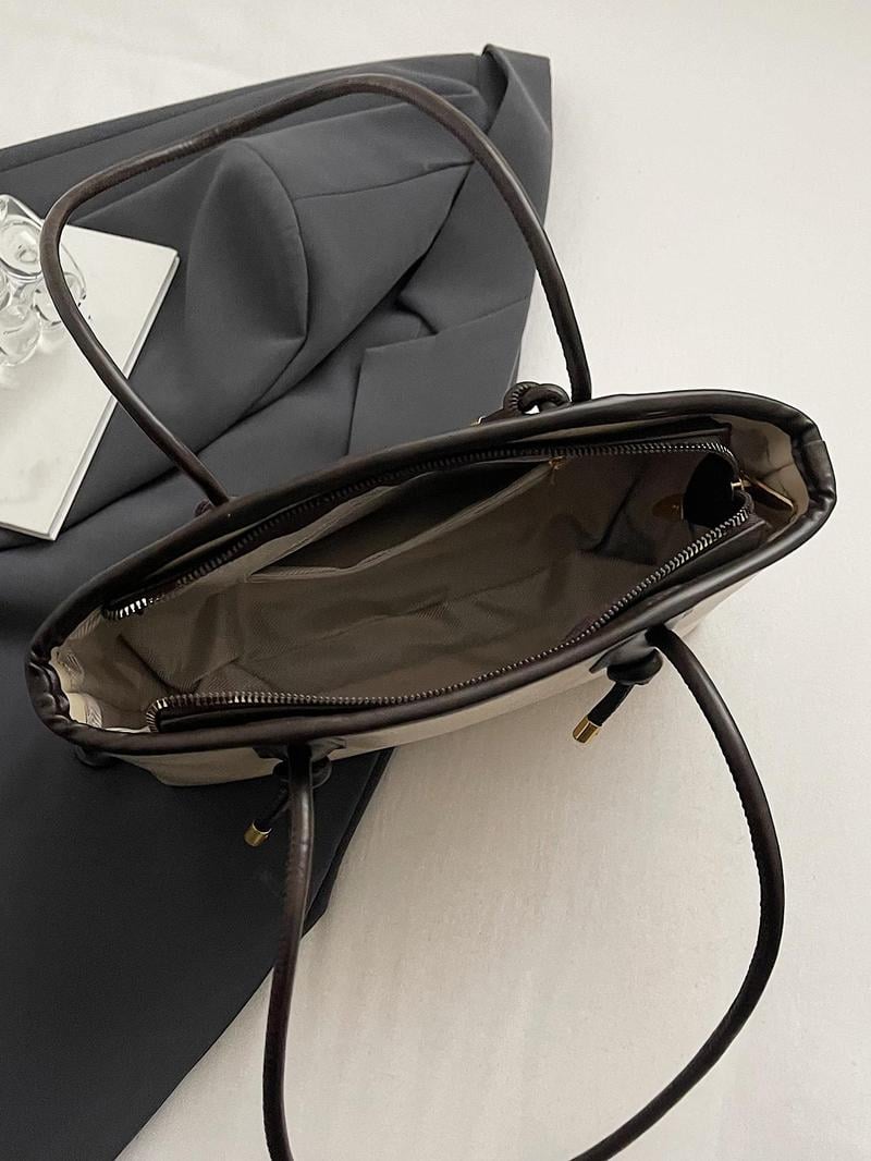 Women's Elegant Large Capacity Tote Bag | Solid Color Shoulder Bag for Work, Daily Commute & Casual Use