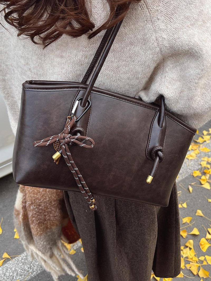 Women's Elegant Large Capacity Tote Bag | Solid Color Shoulder Bag for Work, Daily Commute & Casual Use