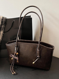 Women's Elegant Large Capacity Tote Bag | Solid Color Shoulder Bag for Work, Daily Commute & Casual Use