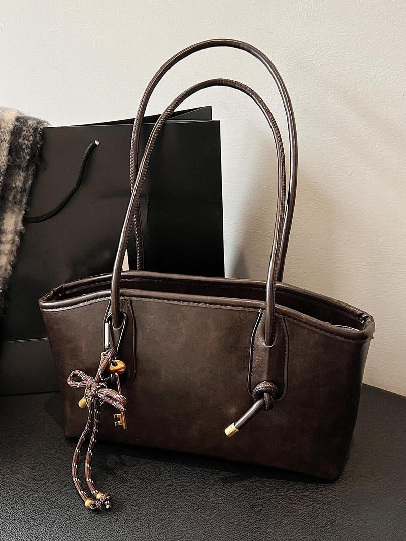 Women's Elegant Large Capacity Tote Bag | Solid Color Shoulder Bag for Work, Daily Commute & Casual Use